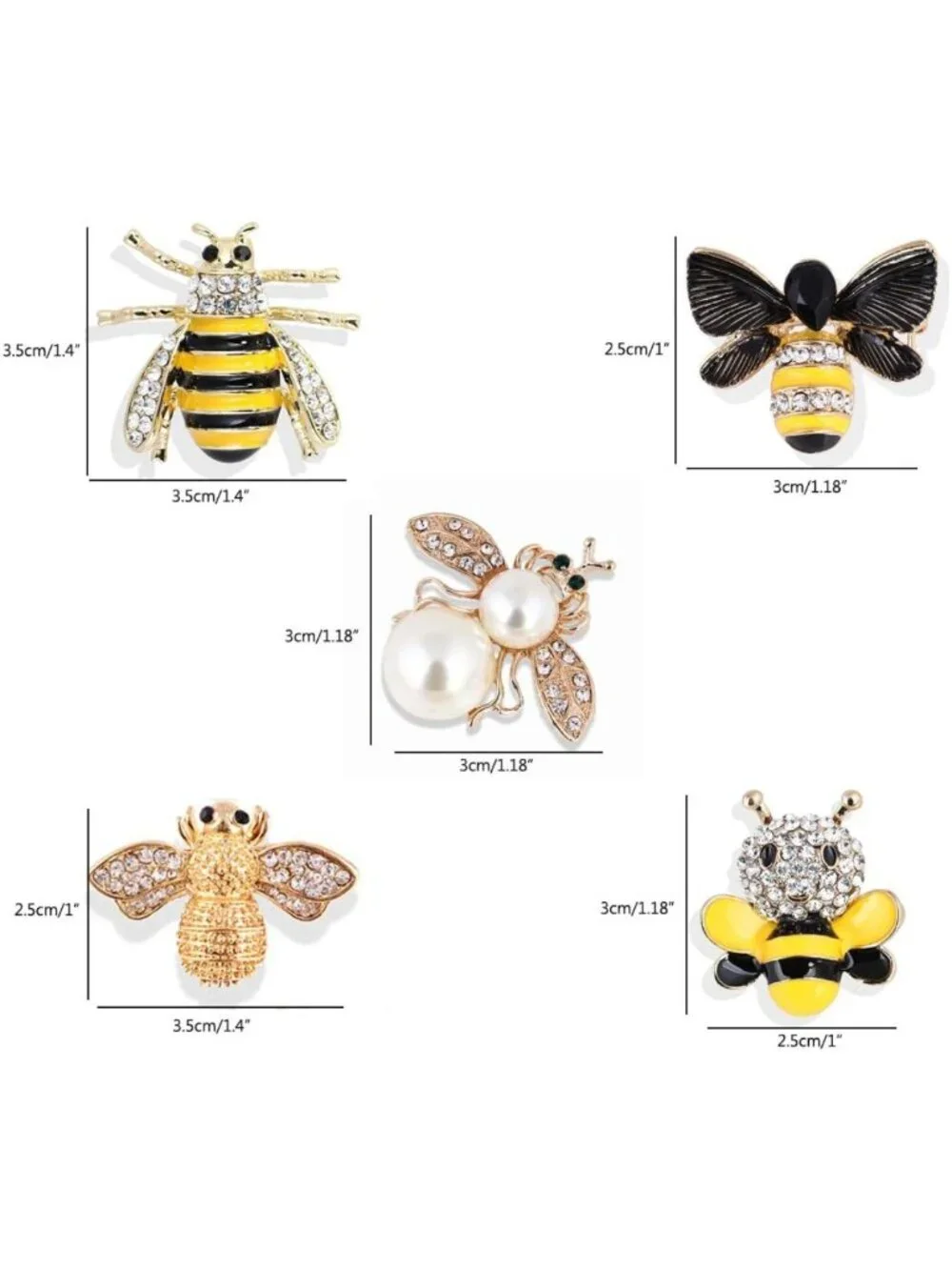 10 Stylish Bee Themed Enamel Crystal Rhinestone Brooch Pins for Fashion